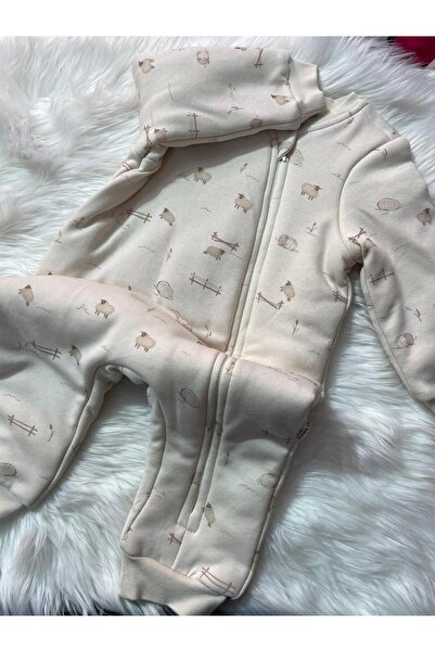 mayakids بدلة داخلية للأطفال بنمط جلد الخروف باللون البيج مع بطانة من الصوف