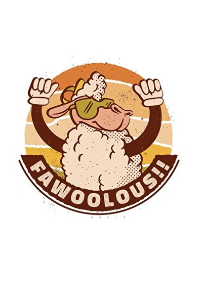 OEM Autocolant amuzant cu oaie, ochelari de soare și șapcă - „Fawoolous!” - V...