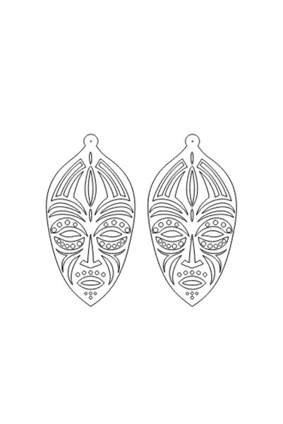 soonaksesuar Ethnic Face Earrings with White Reflectors, Stylish Laser Cut Earrings - Apbj022