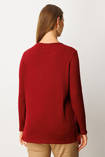 ON Women's Plus Size Pocket Stone Knitwear Sweater 65354 Claret Red
