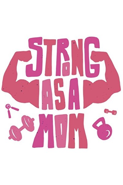 OEM Autocolant motivațional „Puternic ca o mamă”, roz, bordură albă, vinil PV...