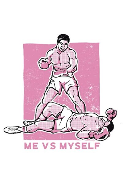 OEM Autocolant „Eu vs. mine însumi” - Luptători în ring de box, vinil PVC mul...