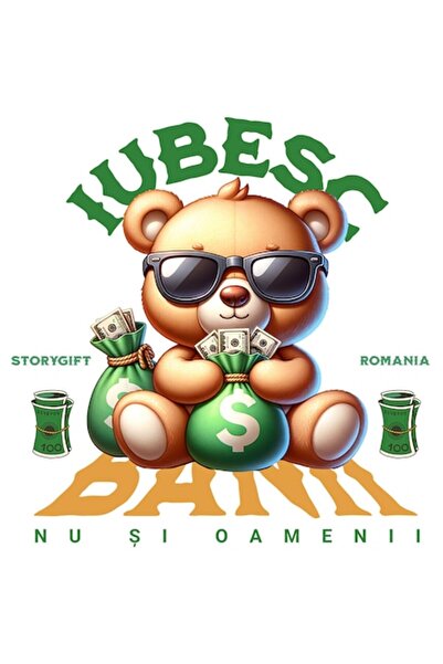 OEM Autocolant cu ursuleț de pluș maro, pungă cu bani, bancnote de un dolar, ...