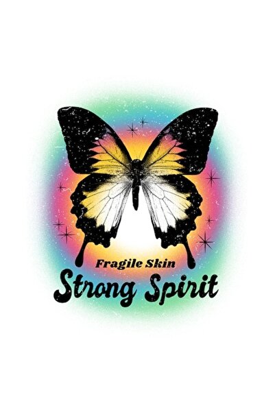 OEM Autocolant inspirațional „Piele fragilă, spirit puternic” - Fluture, curc...
