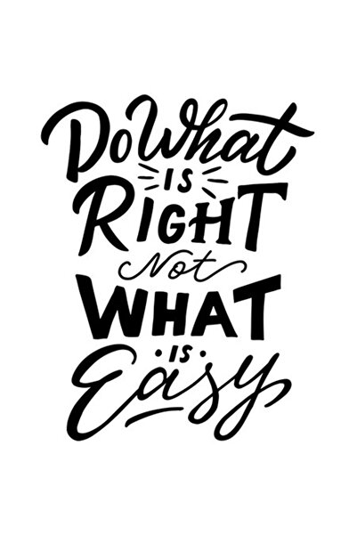 OEM Autocolant cu mesajul „Fă ce este corect, nu ce este ușor” — negru cu bor...