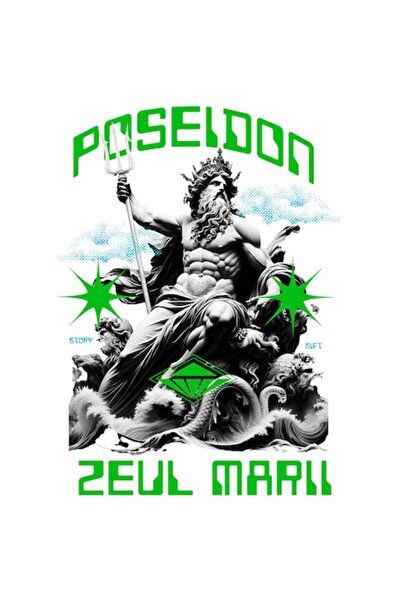 OEM Autocolant: Statuie greacă cu trident și coroană — „Poseidon, zeul mării”...