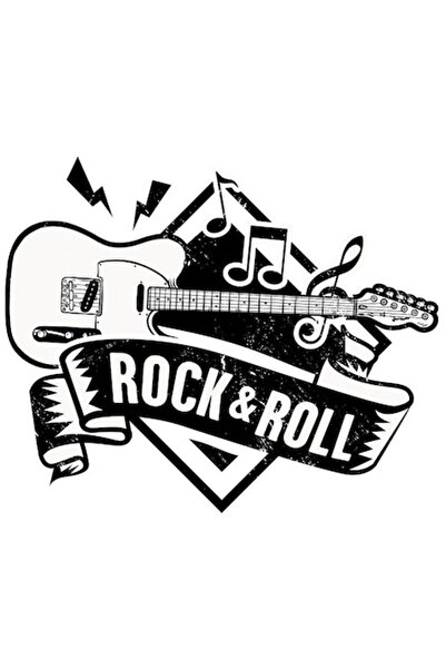 OEM Autocolant chitară electrică, trupă rock, rock & roll, negru cu bordură a...