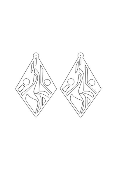 soonaksesuar Rainbow Reflective Geometric Earrings, Stylish Laser Cut Earrings - Apbj009