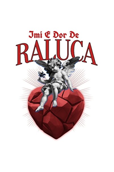 OEM Autocolant cu aripi de înger și flori pe inimă, text „DE Piatra” „Îmi lip...