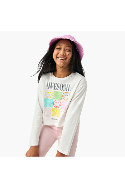 SMILEY WORLD تي شيرت SmileyWorld مطبوع برقبة دائرية وأكمام طويلة