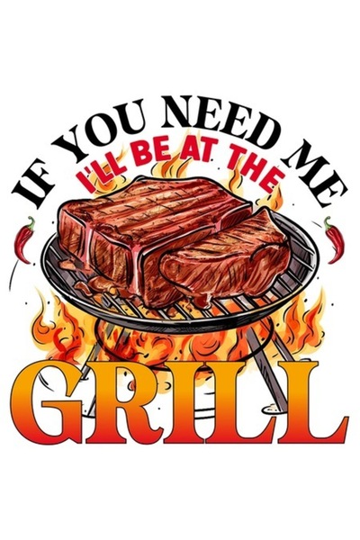 OEM Autocolant cu un grătar și o friptură „Dacă ai nevoie de mine, voi fi la ...