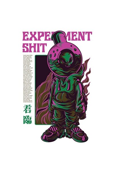 OEM Autocolant portret extraterestru în vas chimic, bordură albă, vinil PVC, ...