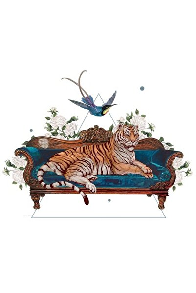 OEM Autocolant tigru, pasăre, floare, triunghi, artă abstractă, bordură albă,...