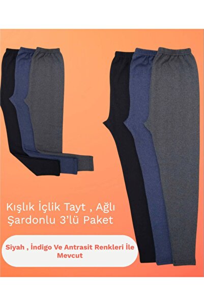 hashtag Χειμερινά ανδρικά καλσόν 3-συσκευασία – Ş επένδυση fleece Θερμικά διχτυωτά καλσόν Μαύρο Ανθρακί Ινδικό