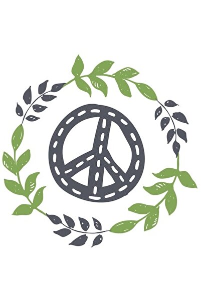 OEM Autocolant cu simbolul păcii, frunze verzi în cerc, multicolor, margini a...
