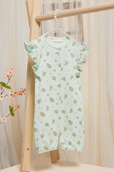 REDTAG Baby Mint Printed Bodysuit Set (Pack Of 2)