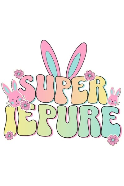 OEM Autocolant „Super Iepuraș” – iepure colorat cu urechi lungi, vinil PVC, 1...