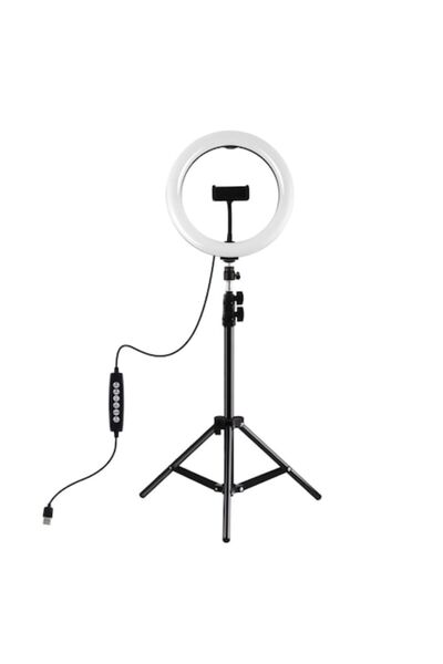 PULUZ Suport telefon PKT3044 cu inel luminos LED RGB/alb și trepied reglabil ...