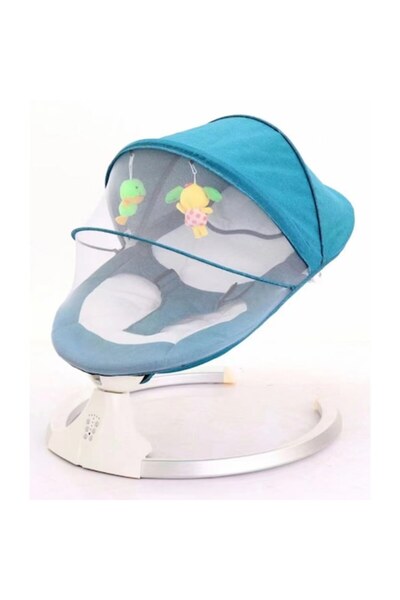 AMYMAT Leagăn electric pentru bebeluși 0-9 kg, 5 viteze, telecomandă, ergonomic, albastru