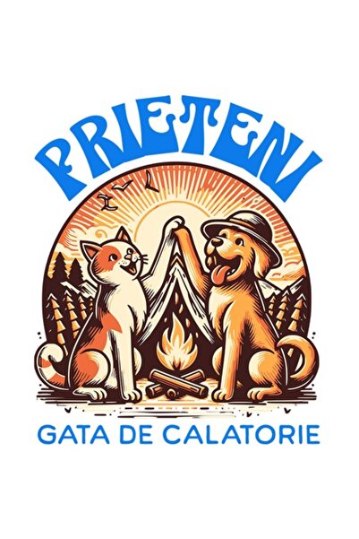 OEM Αυτοκόλλητο Perfect Pair - Σκύλος & Γάτα γύρω από φωτιά «Έτοιμοι για ταξί...