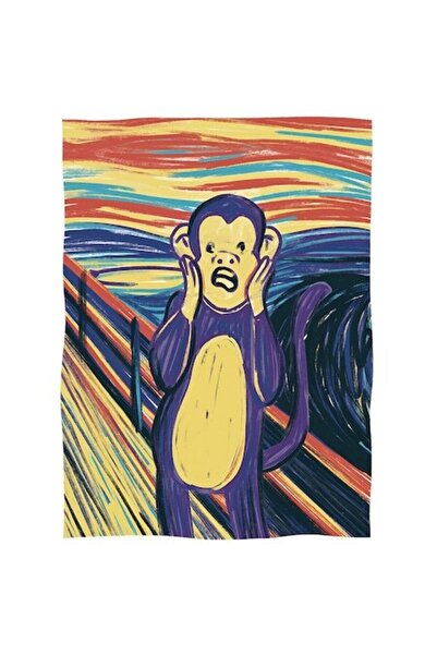 OEM Autocolant Maimuță, Maimuță „Țipătul” - Edvard Munch, Bordură albă, Vinil...