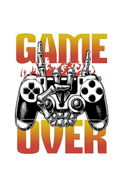 OEM Autocolant cu controler de joc video, mână schelet „Game Over”, margini a...