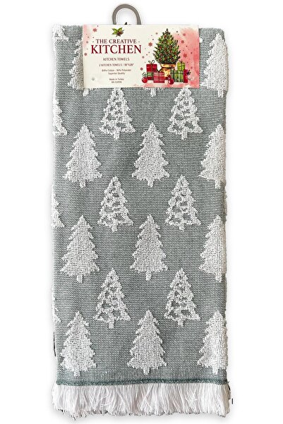 Villager&Son Yılbaşı Temalı 2 Li Kurulama Bezi Yeşil Çam Desenli