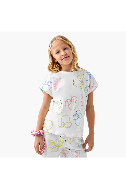 Disney All-Over Minnie Mouse Print T-shirt with Extended Sleeves