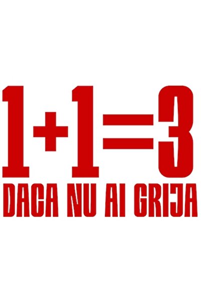 OEM Autocolant amuzant – „Unu Plus Unu Egal Trei”, Margini Albe, Vinil PVC, 1...