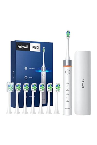 Fairywill FW-P80 Sonic Toothbrush with Heads Set and Case, IPX7, 5 Modes, 8 I...