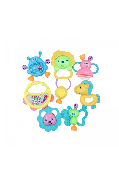 Krista Box with set of 8 soft silicone teething toys for babies, blue