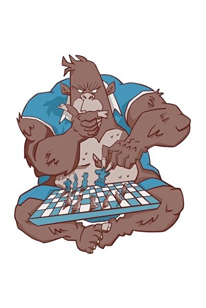 OEM Autocolant cu maimuță, monstru, piese de șah, tablă de joc, margini albe,...