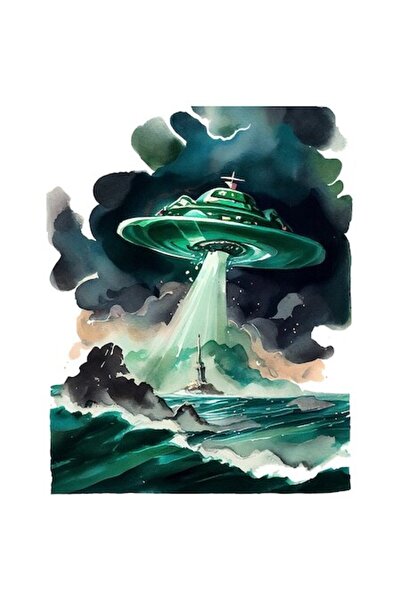 OEM Autocolant - Nava spațială peste mare agitată, cer negru, science-fiction...