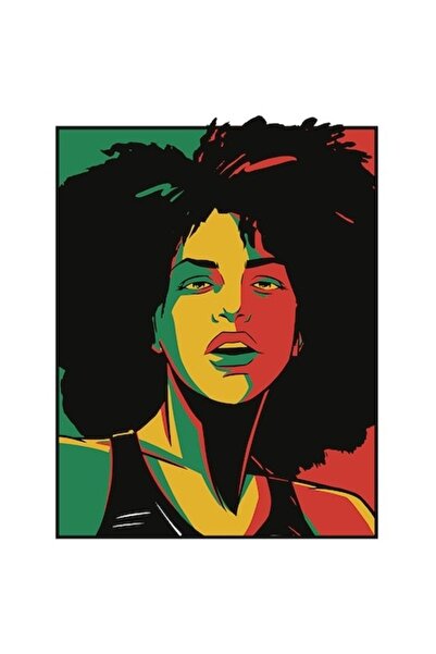 OEM Autocolant portret femeie afro-americană cu margini albe, vinil PVC 15 cm