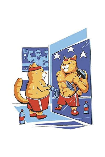 OEM Autocolant personalizat „Visează măreț” - Pisică, Sală de sport, Oglindă,...