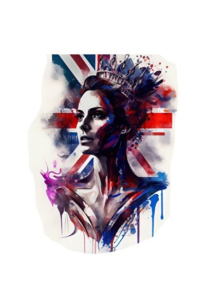 OEM Autocolant - Portret Regină (față pictată), Steag SUA, Multicolor, Margin...