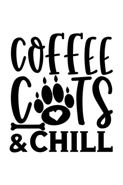 OEM Autocolant cu pisici și cafea relaxantă — Cafea și pisici relaxante, negr...