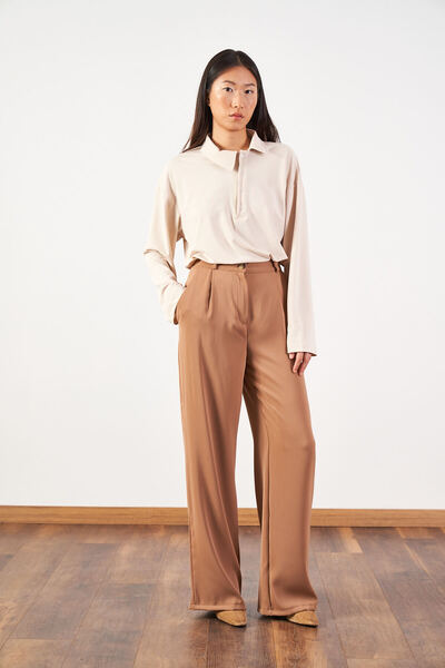 Mevra Pantaloni Palazzo Camel