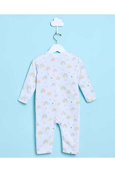 REDTAG Baby White Printed Sleepsuit