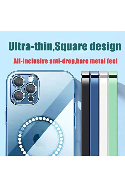 OEM Husă de protecție MagSafe compatibilă cu iPhone 14 Pro Max, silicon magnetic, albastru Sierra