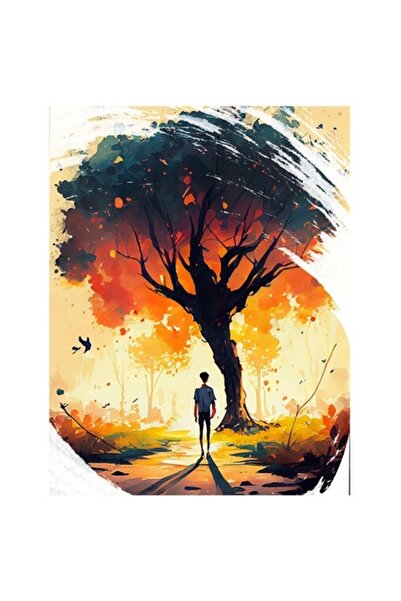 OEM Autocolant apus de soare - persoană lângă copac, peisaj de toamnă, multic...