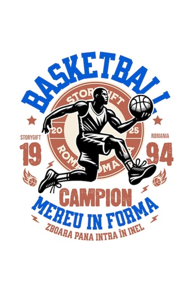 OEM Autocolant jucător de baschet cu minge, text motivațional sport de echipă...