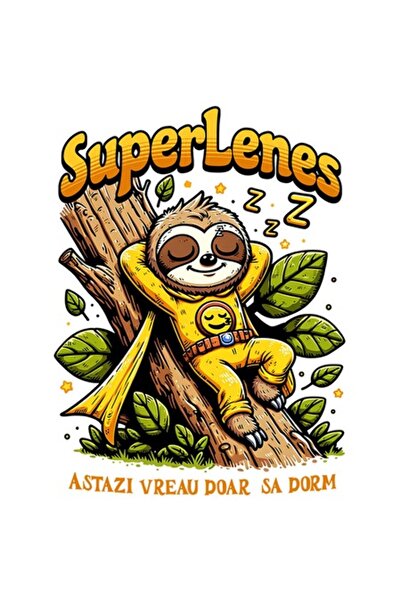 OEM Autocolant cu leneș dormind pe trunchiul unui copac — costum galben de su...