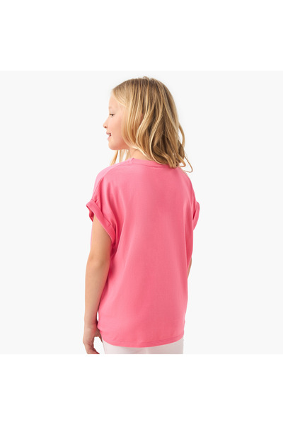 mattel Barbie Print T-shirt with Extended Sleeves and Front Tie