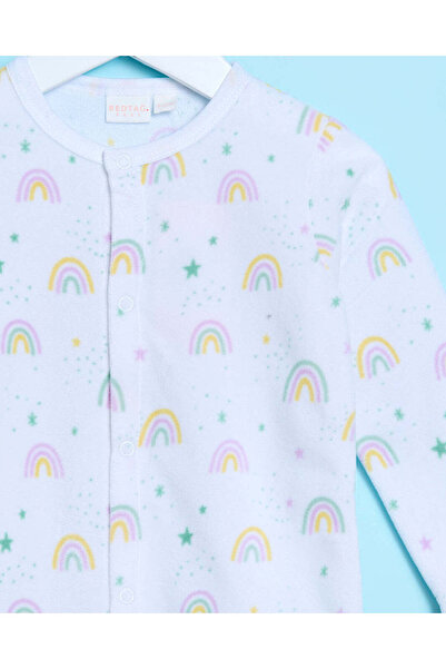 REDTAG Baby White Printed Sleepsuit