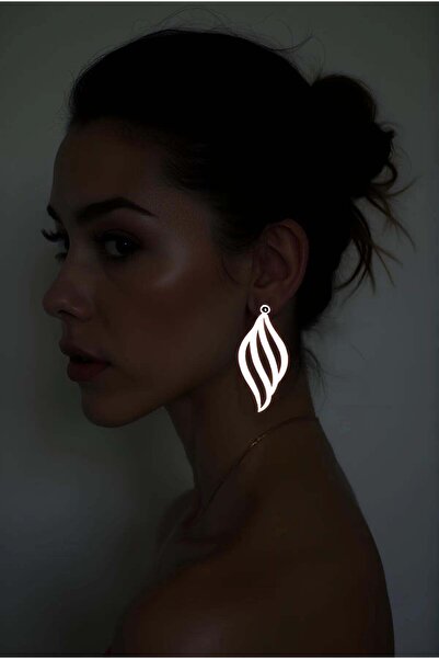 soonaksesuar White Reflective Shell Earrings, Stylish Laser Cut Earrings - Apbj006