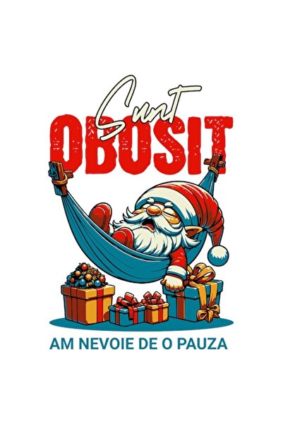 OEM Autocolant Moș Crăciun somnoros în hamac cu cadouri, „Sunt obosit”, vinil...