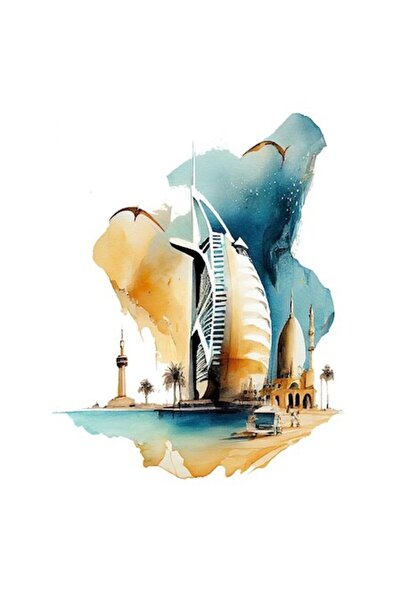 OEM Autocolant cu vedere la plajă în stil Dubai, pictură, păsări zburătoare, ...