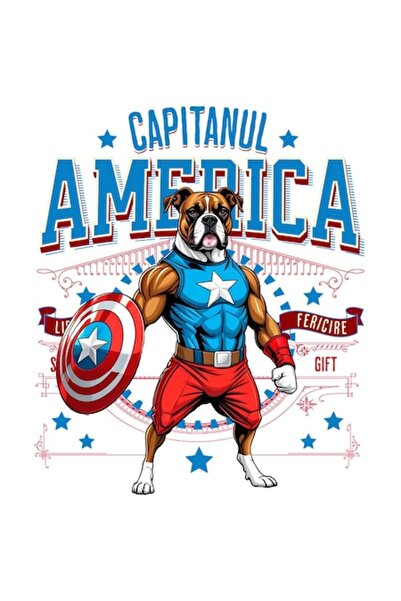 OEM Autocolant - Câine Boxer în costum de Căpitan America cu pelerină, vinil ...
