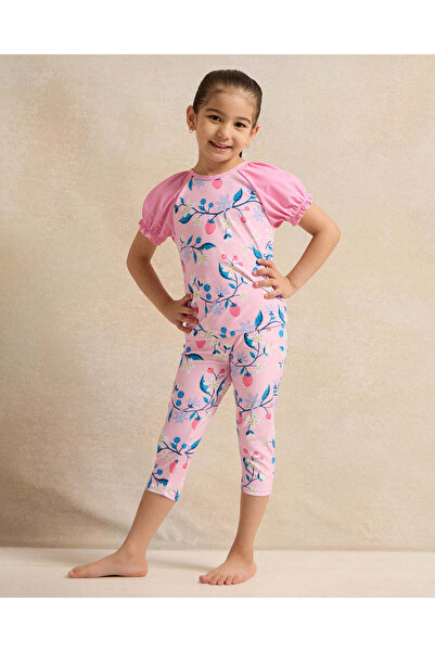 REDTAG Girls Pink Printed Swimsuit Set (2 Piece)